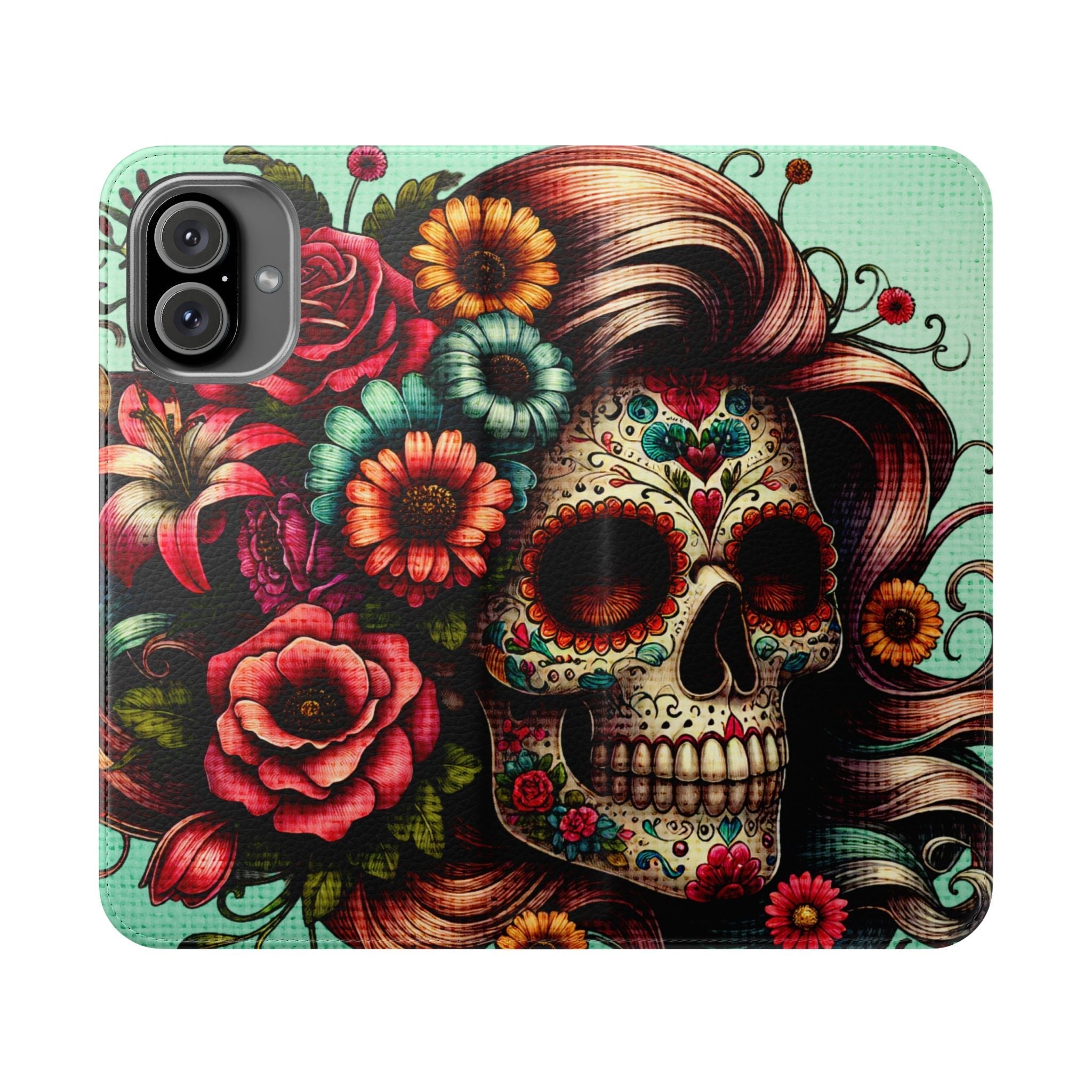 Sugar Skull Flip Wallet Phone Case