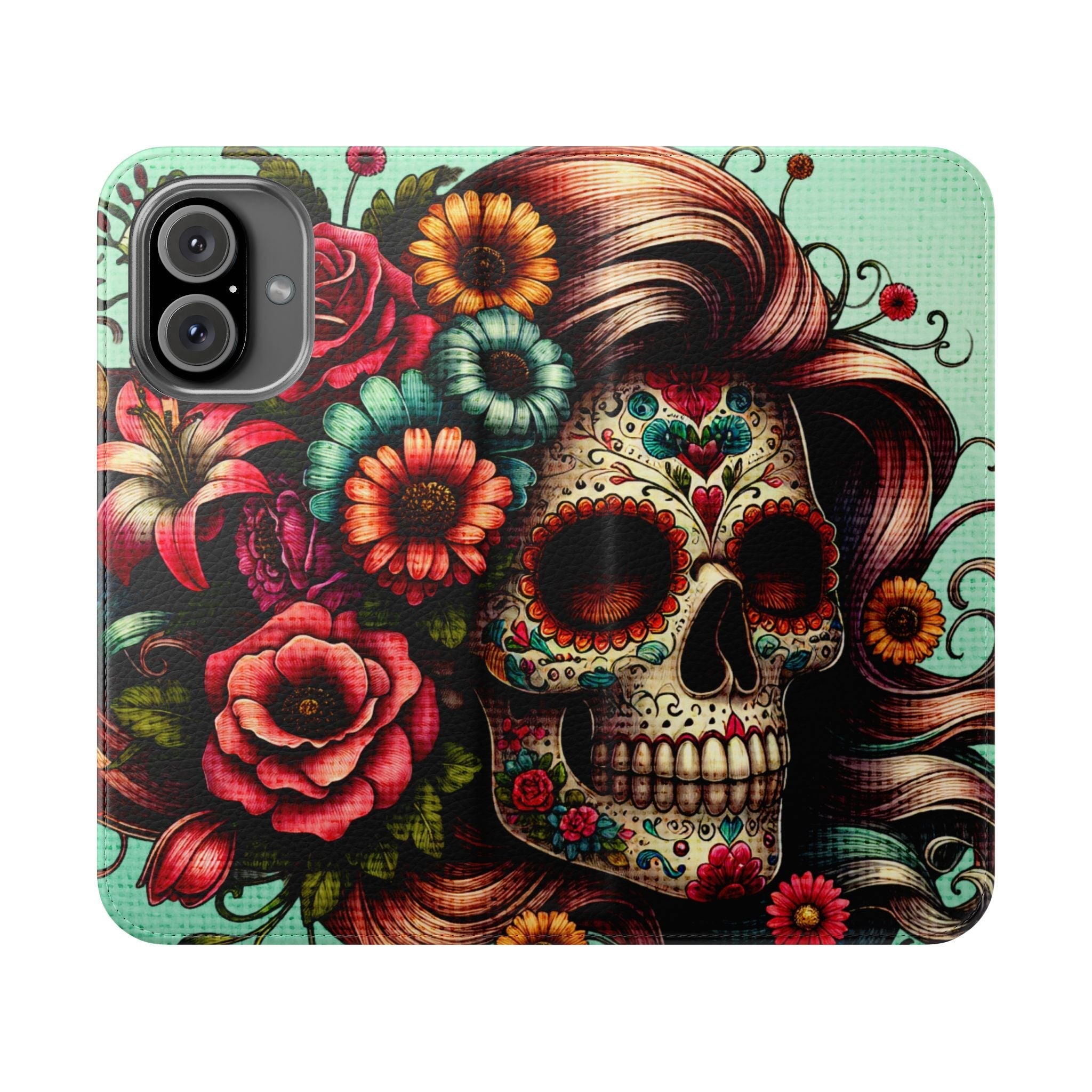 Sugar Skull Flip Wallet Phone Case