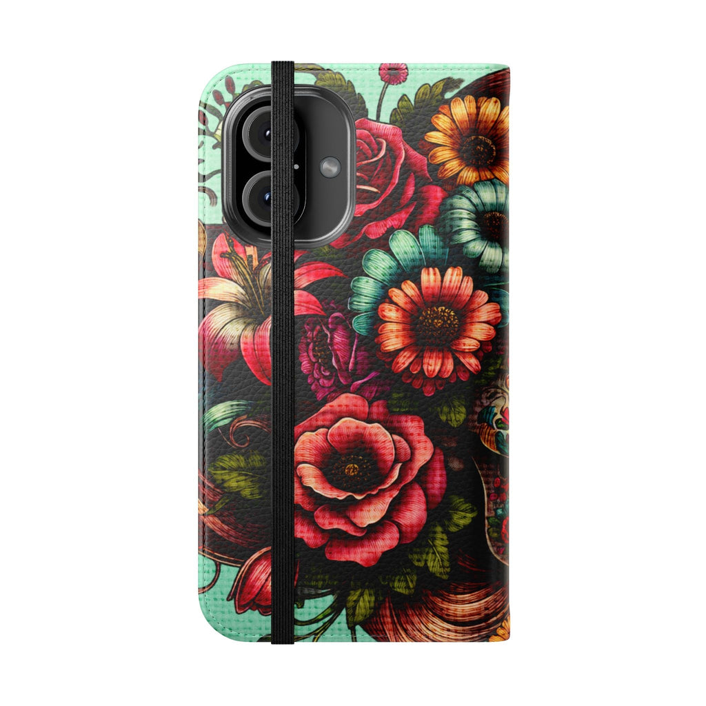 Sugar Skull Flip Wallet Phone Case
