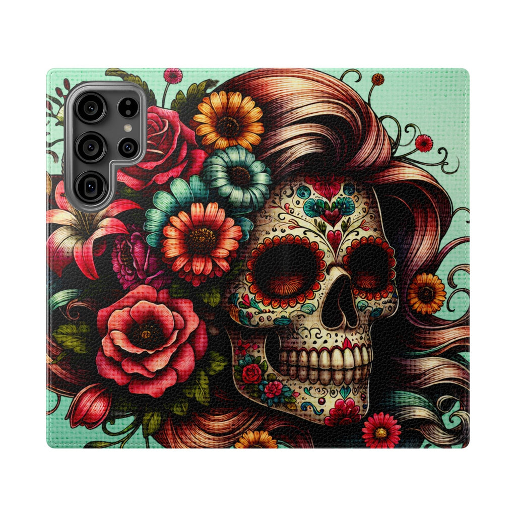 Sugar Skull Flip Wallet Phone Case