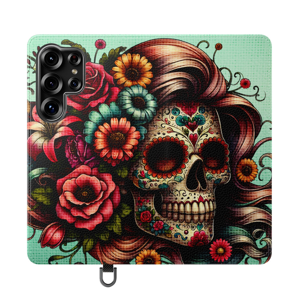 Sugar Skull Flip Wallet Phone Case