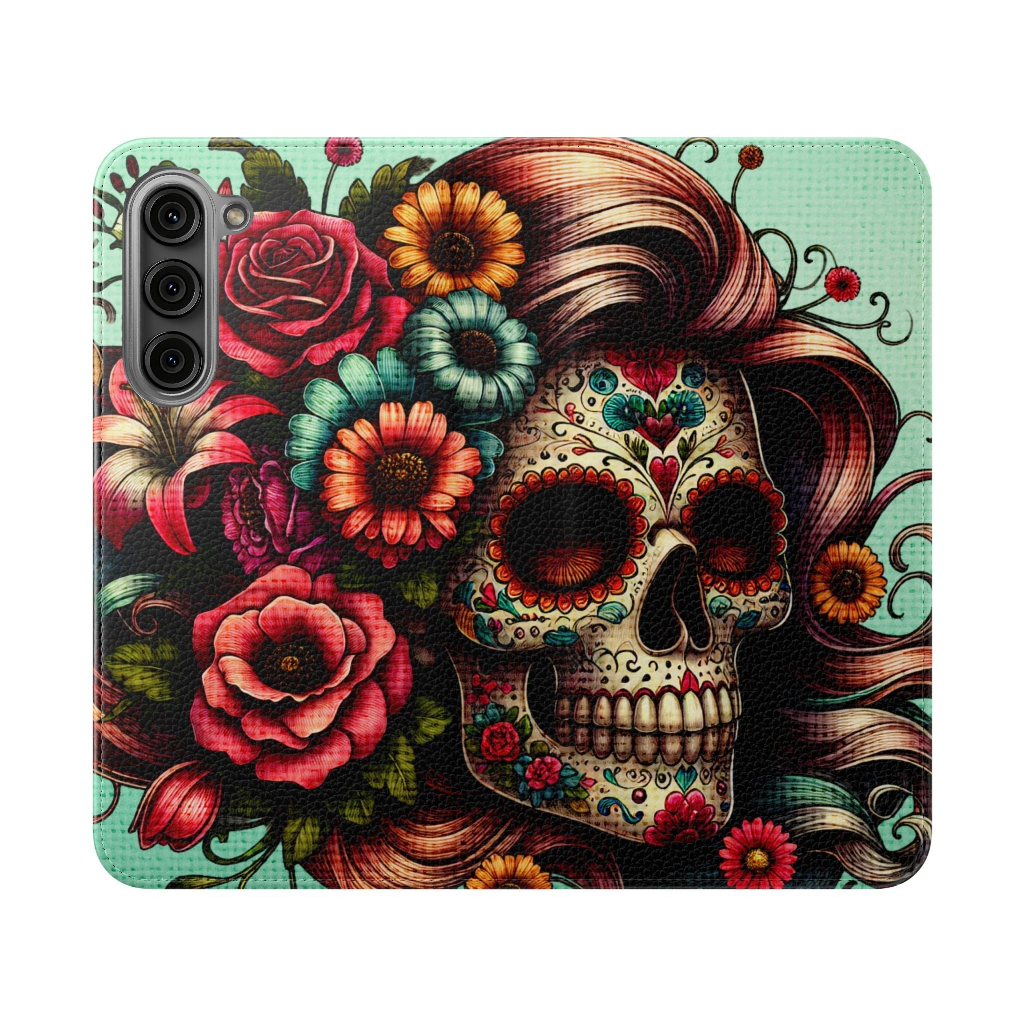 Sugar Skull Flip Wallet Phone Case