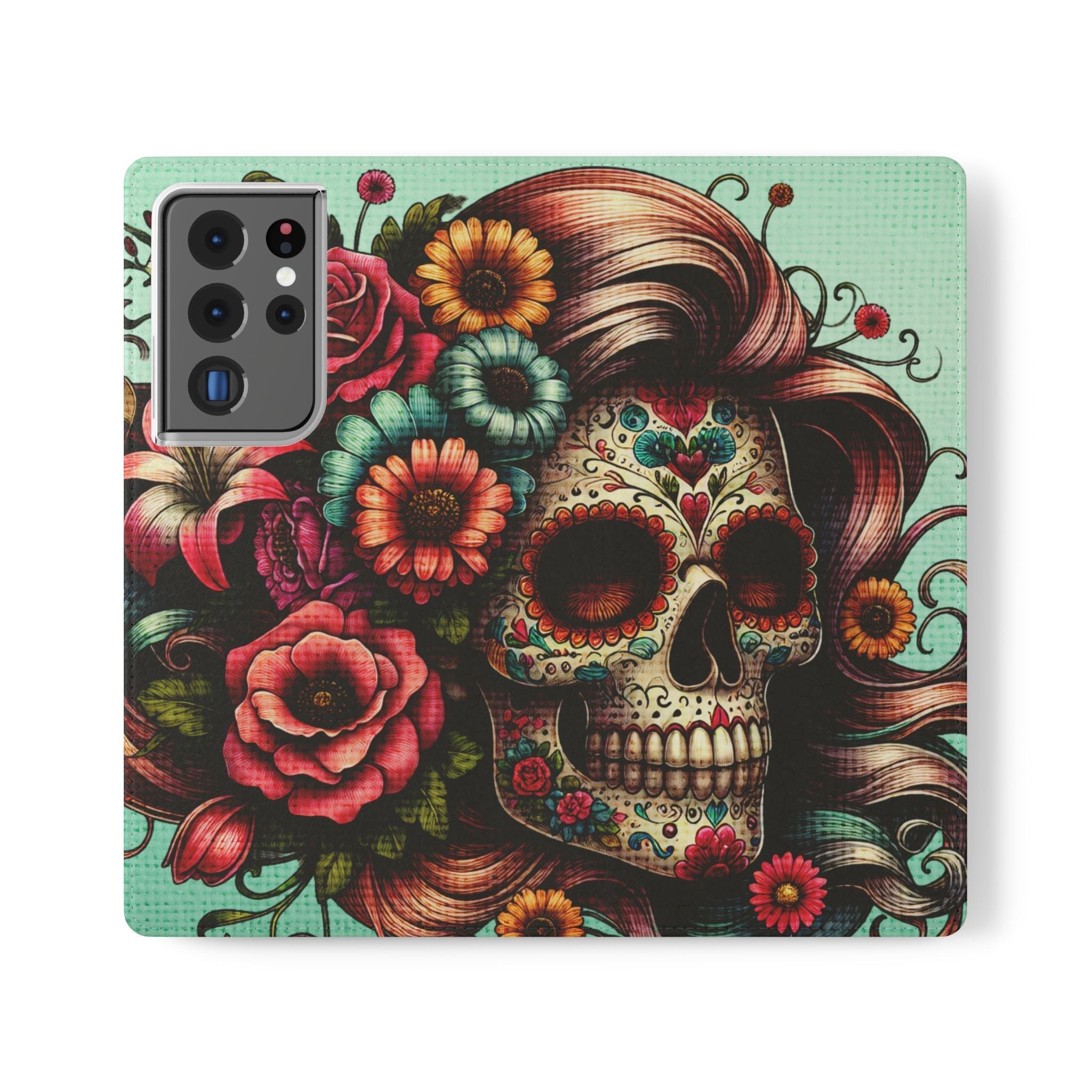 Sugar Skull Flip Wallet Phone Case