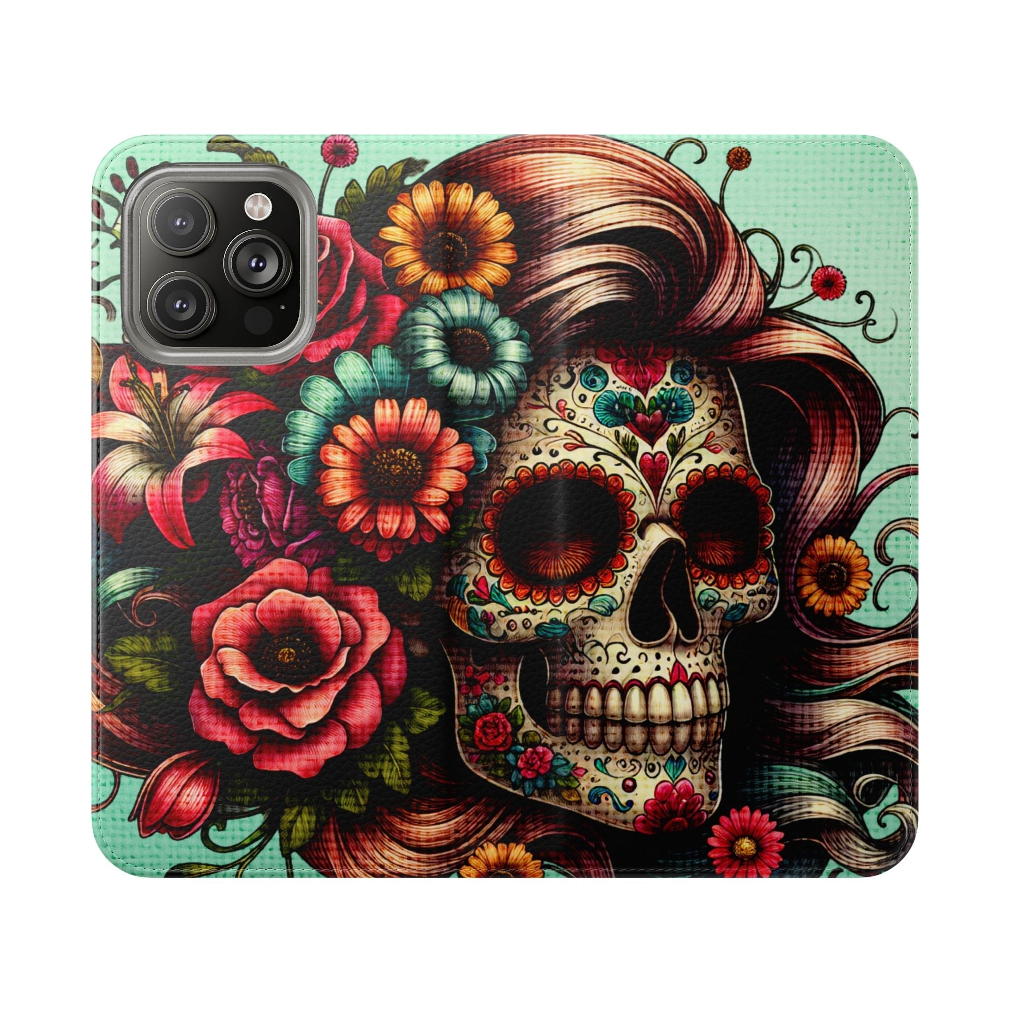 Sugar Skull Flip Wallet Phone Case