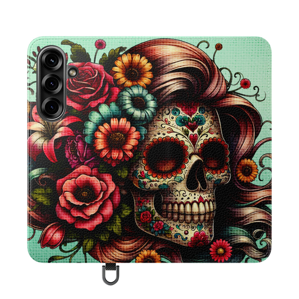 Sugar Skull Flip Wallet Phone Case