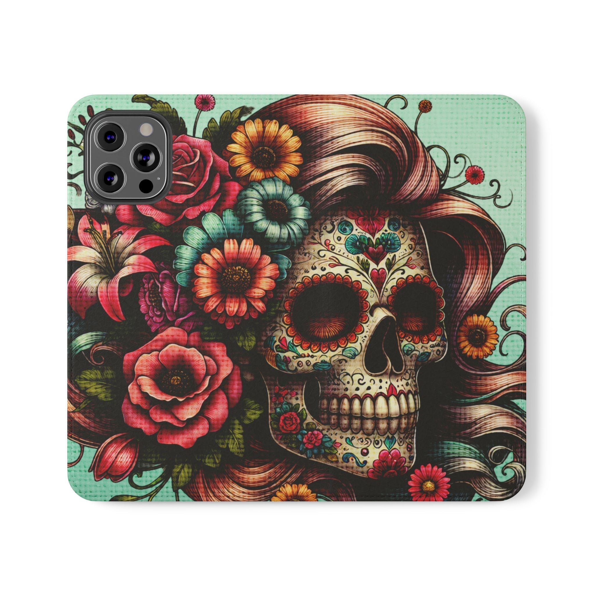 Sugar Skull Flip Wallet Phone Case