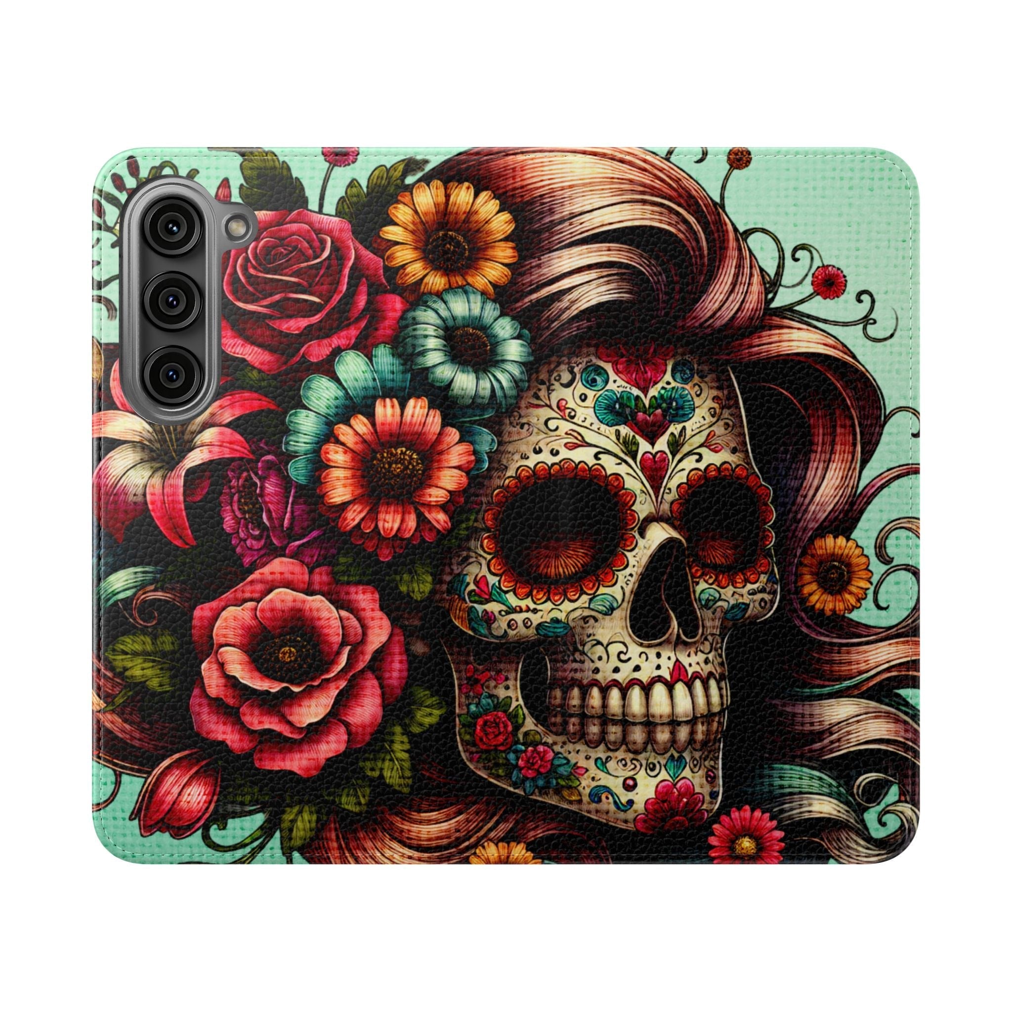 Sugar Skull Flip Wallet Phone Case