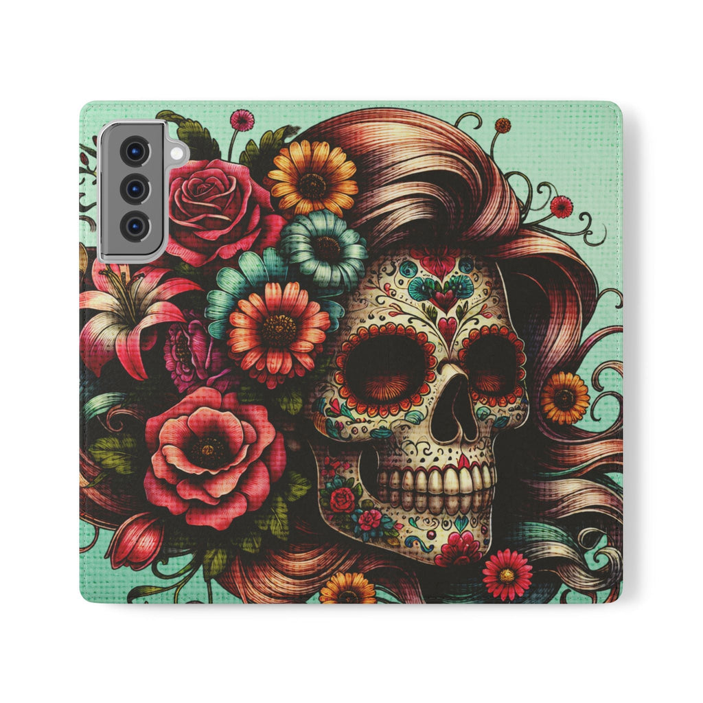 Sugar Skull Flip Wallet Phone Case