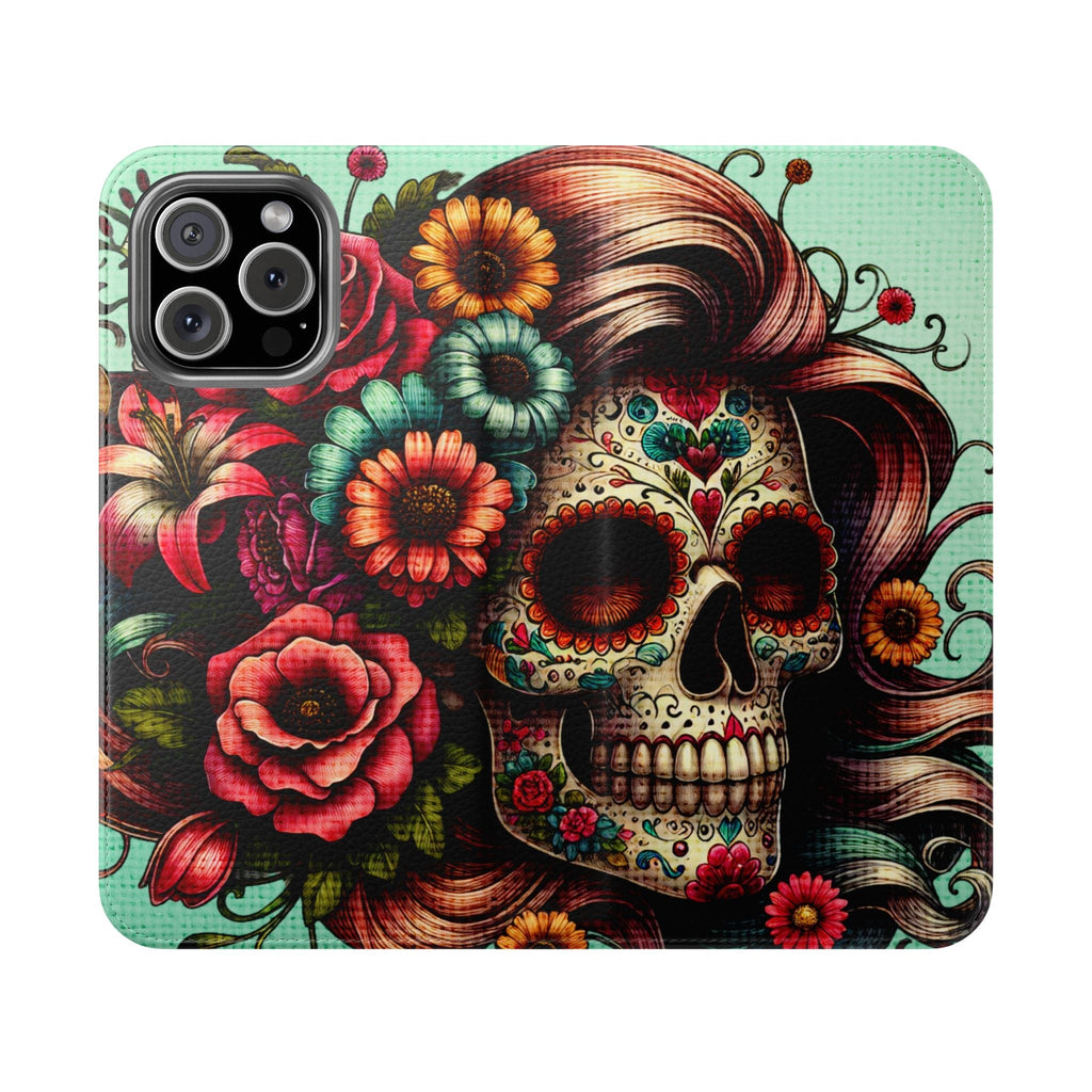 Sugar Skull Flip Wallet Phone Case
