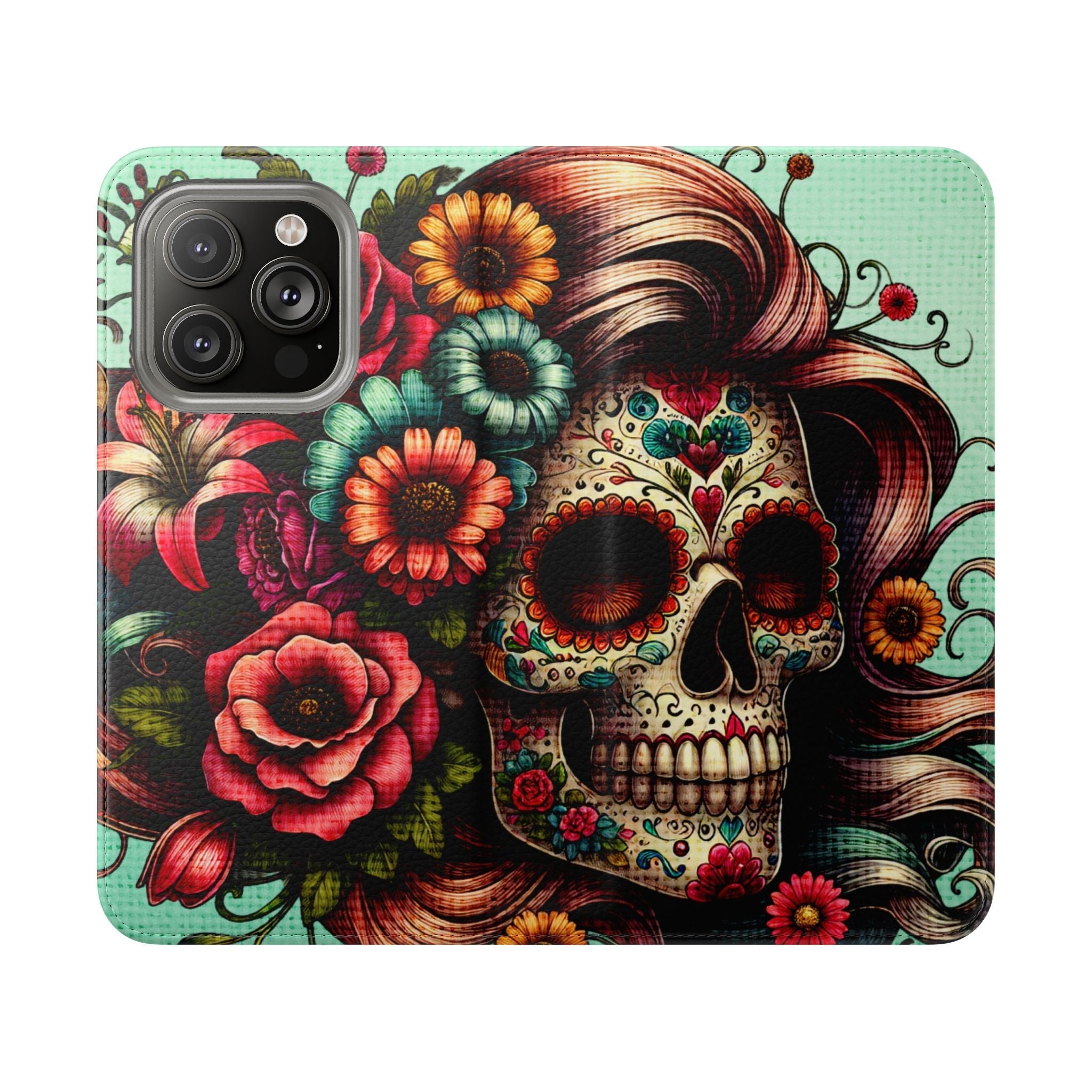 Sugar Skull Flip Wallet Phone Case