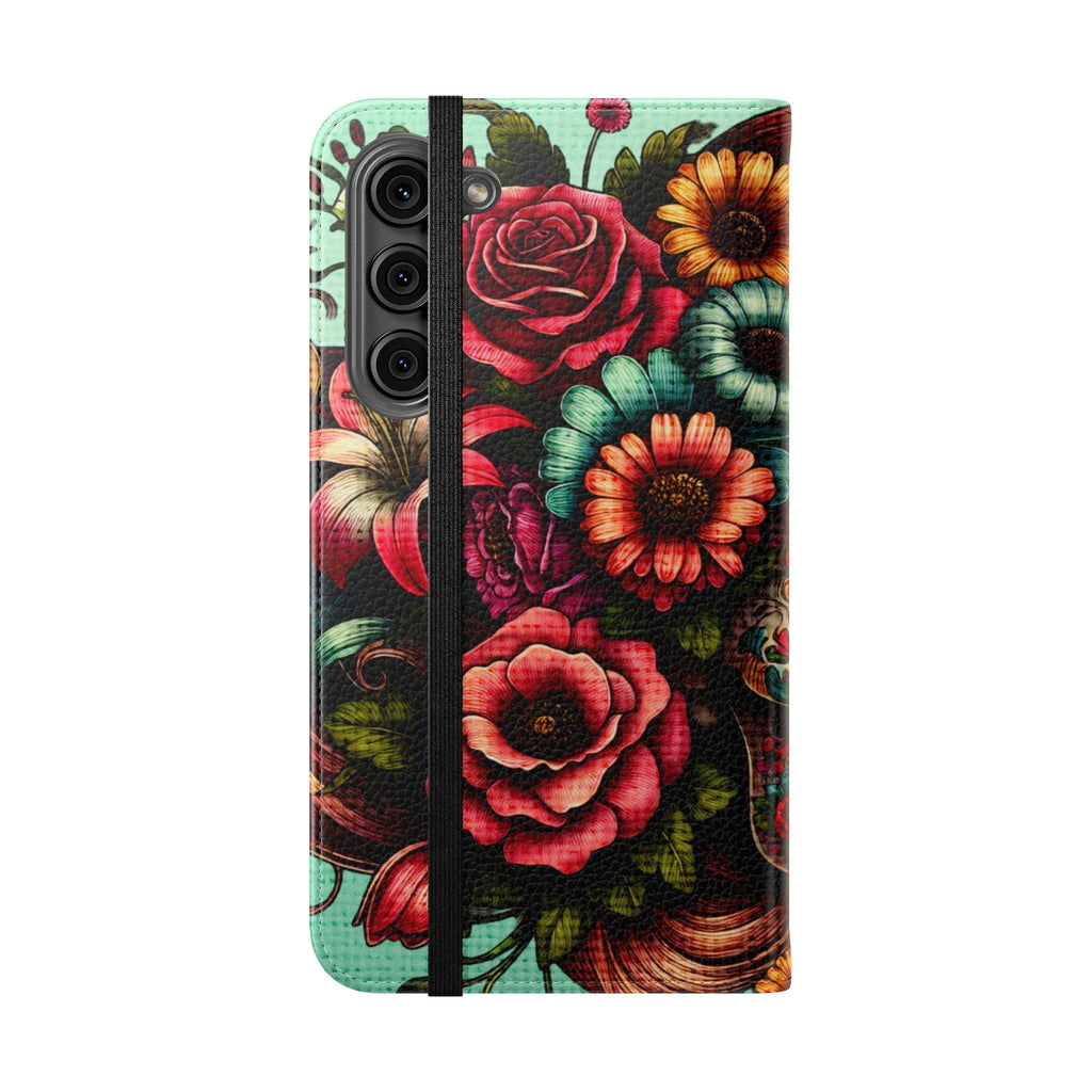 Sugar Skull Flip Wallet Phone Case