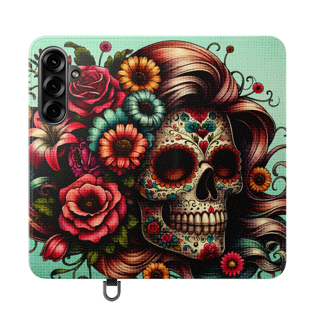 Sugar Skull Flip Wallet Phone Case