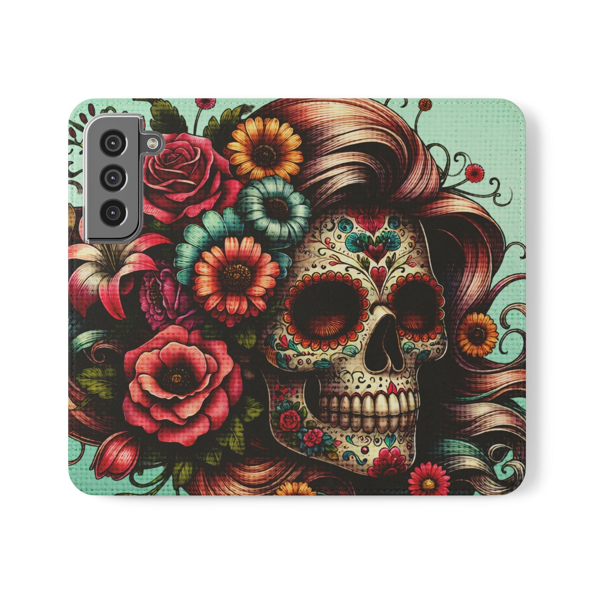 Sugar Skull Flip Wallet Phone Case