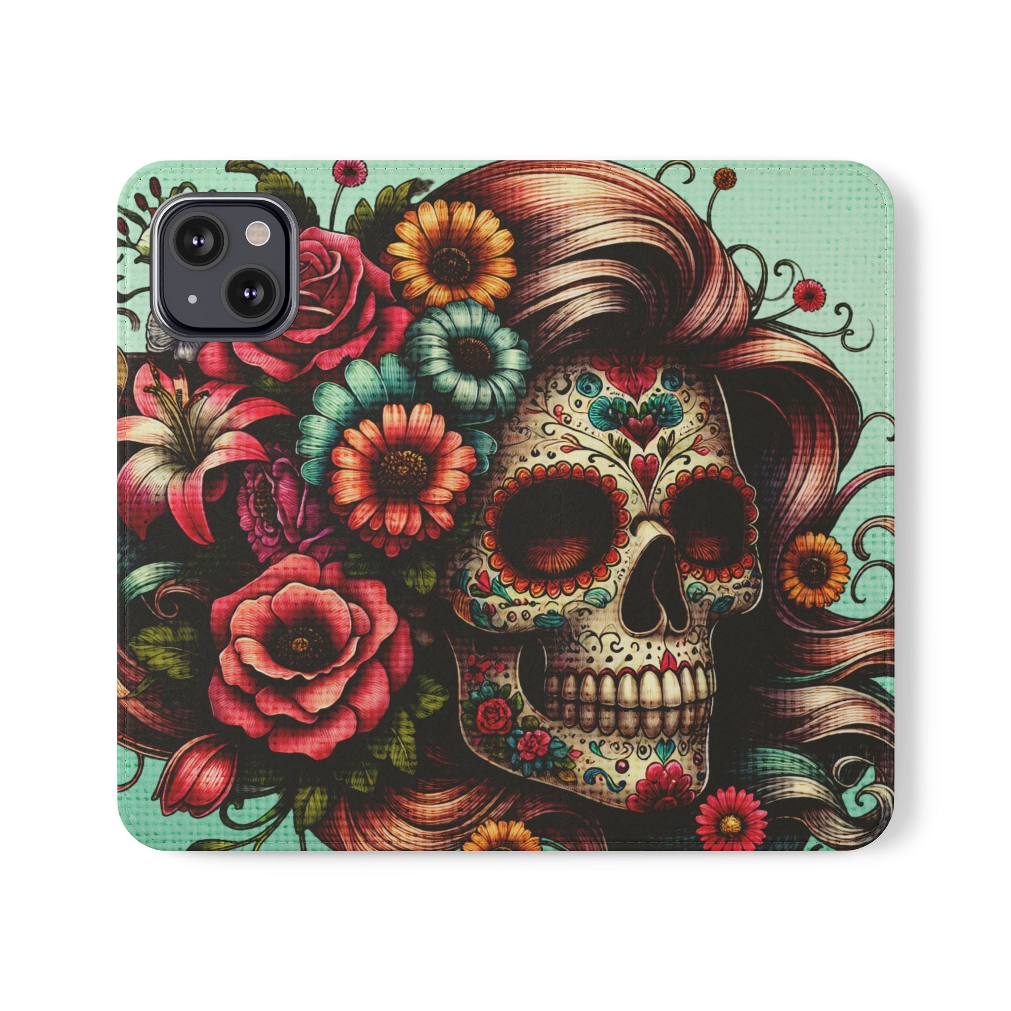 Sugar Skull Flip Wallet Phone Case