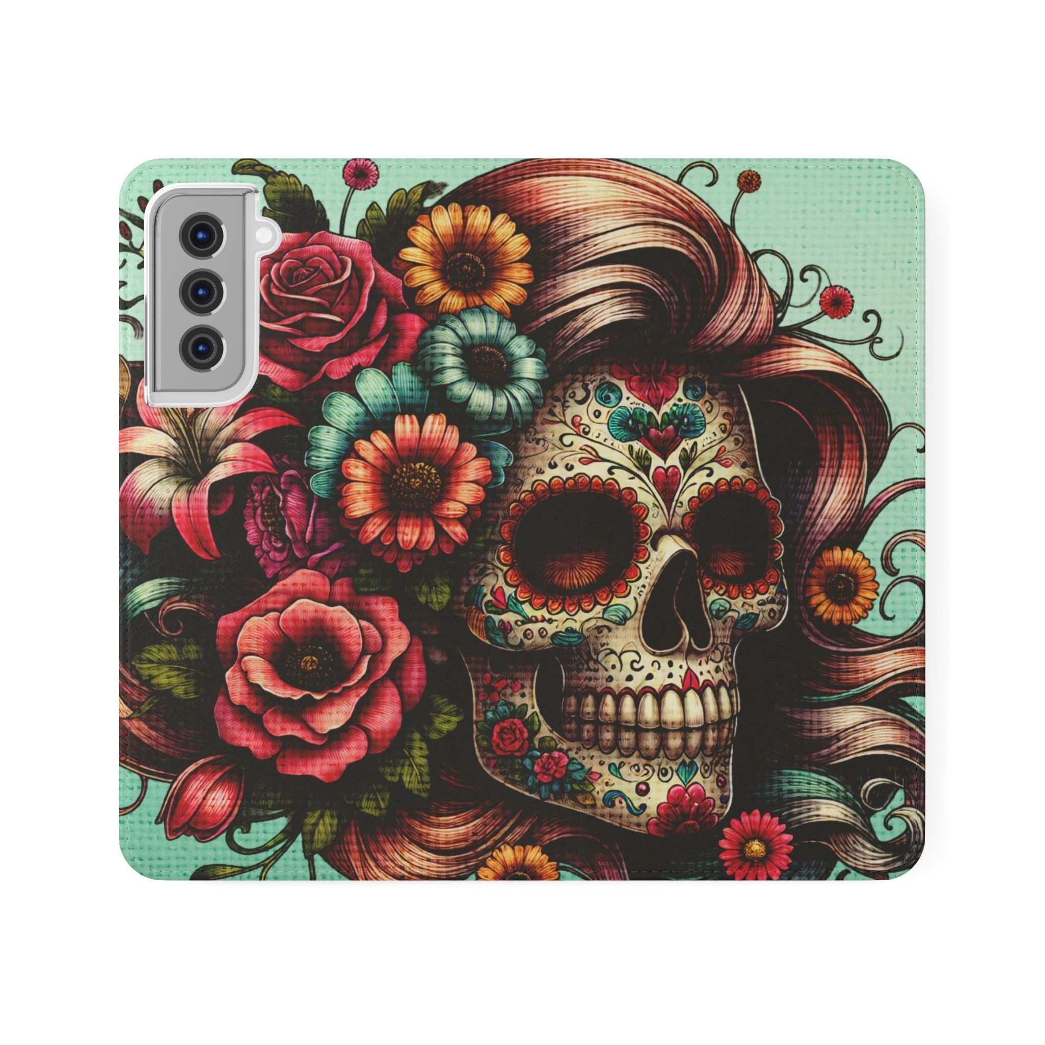 Sugar Skull Flip Wallet Phone Case