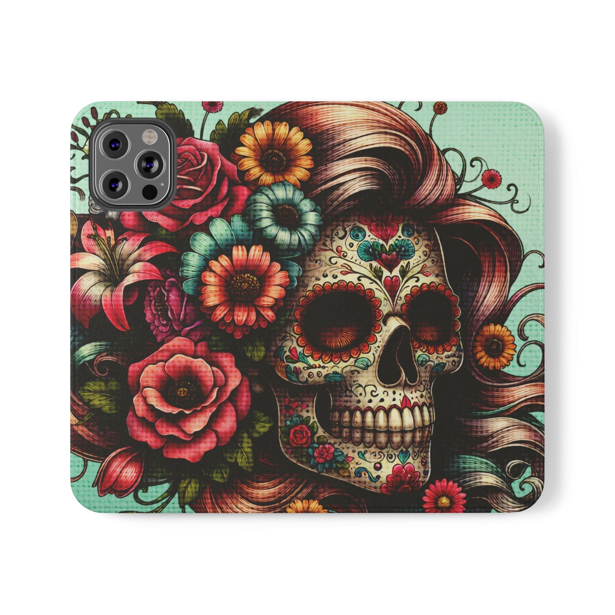 Sugar Skull Flip Wallet Phone Case