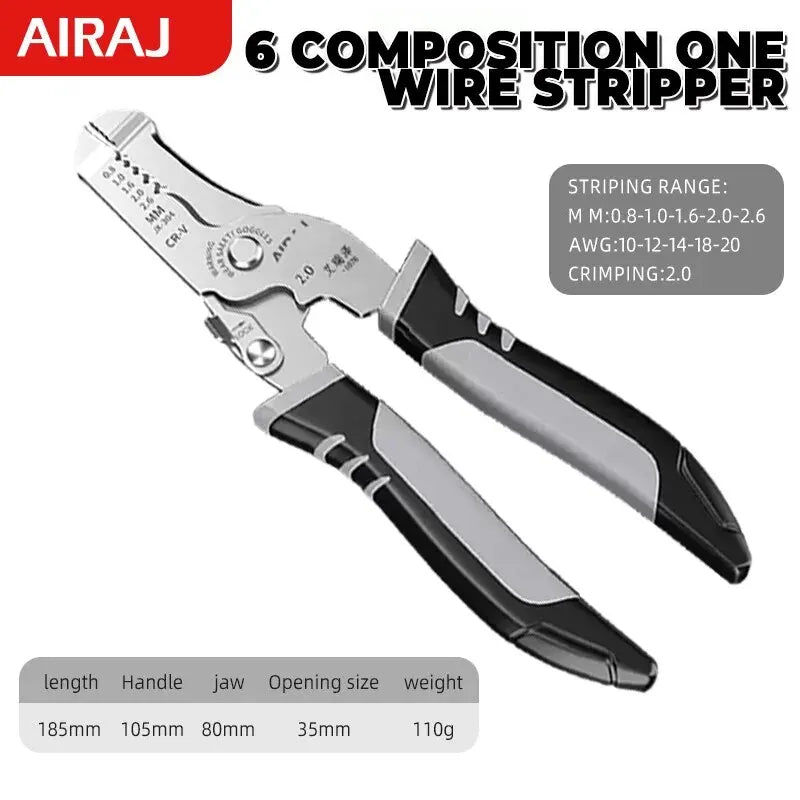 AIRAJ 7 Inch Multi Functional Wire Stripper Pliers and Stripping Specialized for Electricians Tools Crimping Pliers Terminal