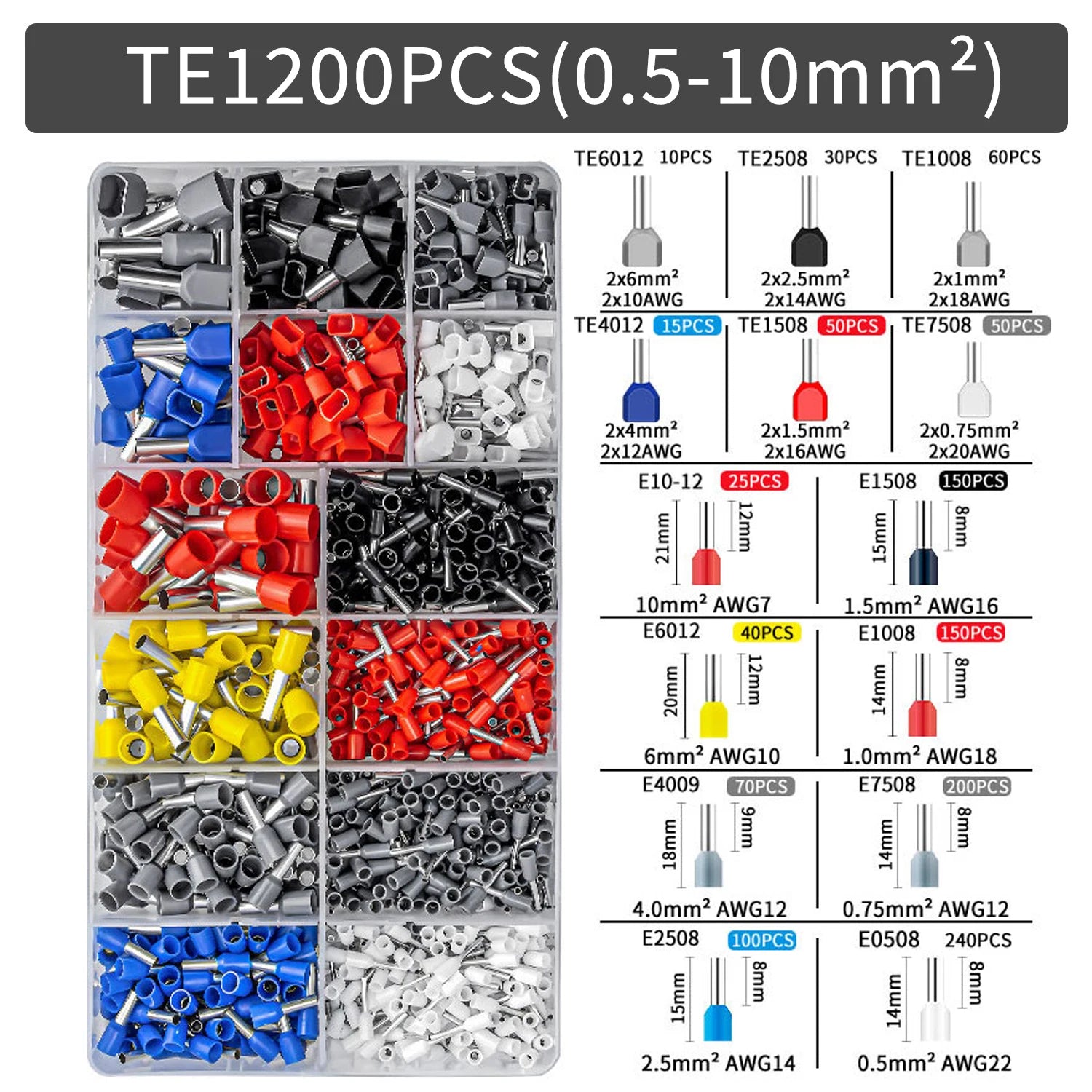 300-2000 pcs Durable Wire Connect Insulated Connector Crimp Terminator Cold Pressed Insulated Termina