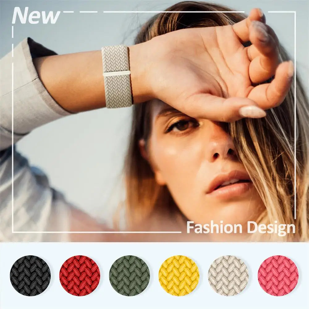 Braided Solo Loop For Apple watch Band 45mm 44mm 46mm 42mm 40mm 49mm 41mm Elastic bracelet iWatch series 10 9 8 se Ultra 2 Strap