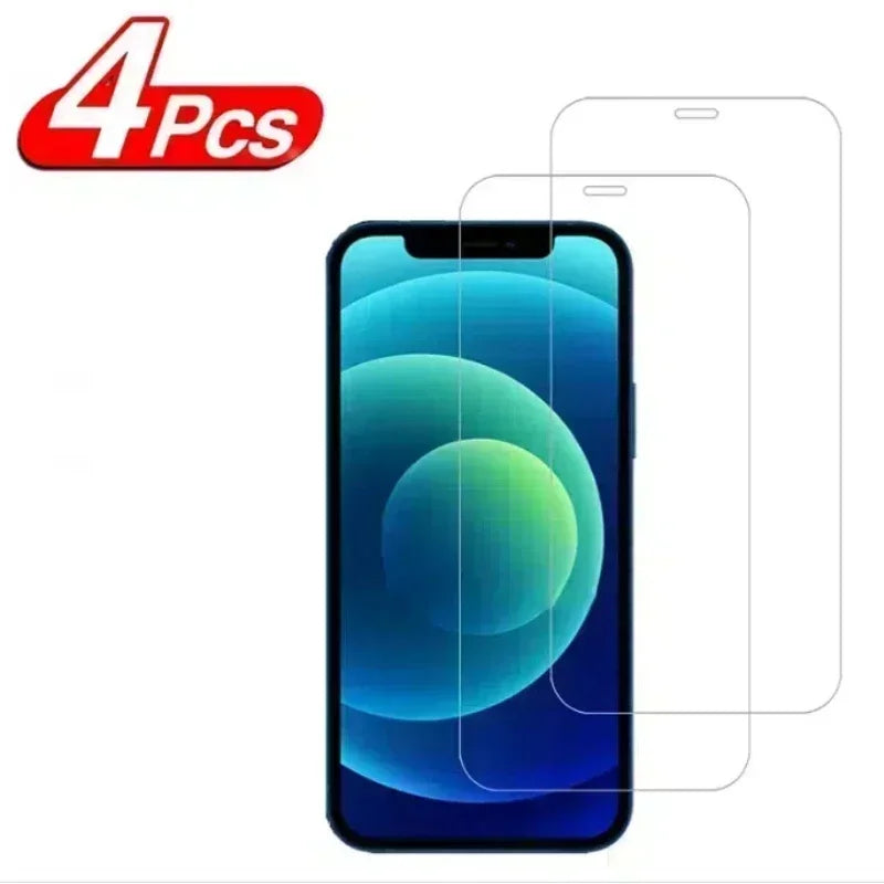 4PCS Protective Glass on For iPhone 13 11 12 16 15 14 Pro Max screen protector Tempered Glass For iPhone 6S 7 8 Plus XR XS Max