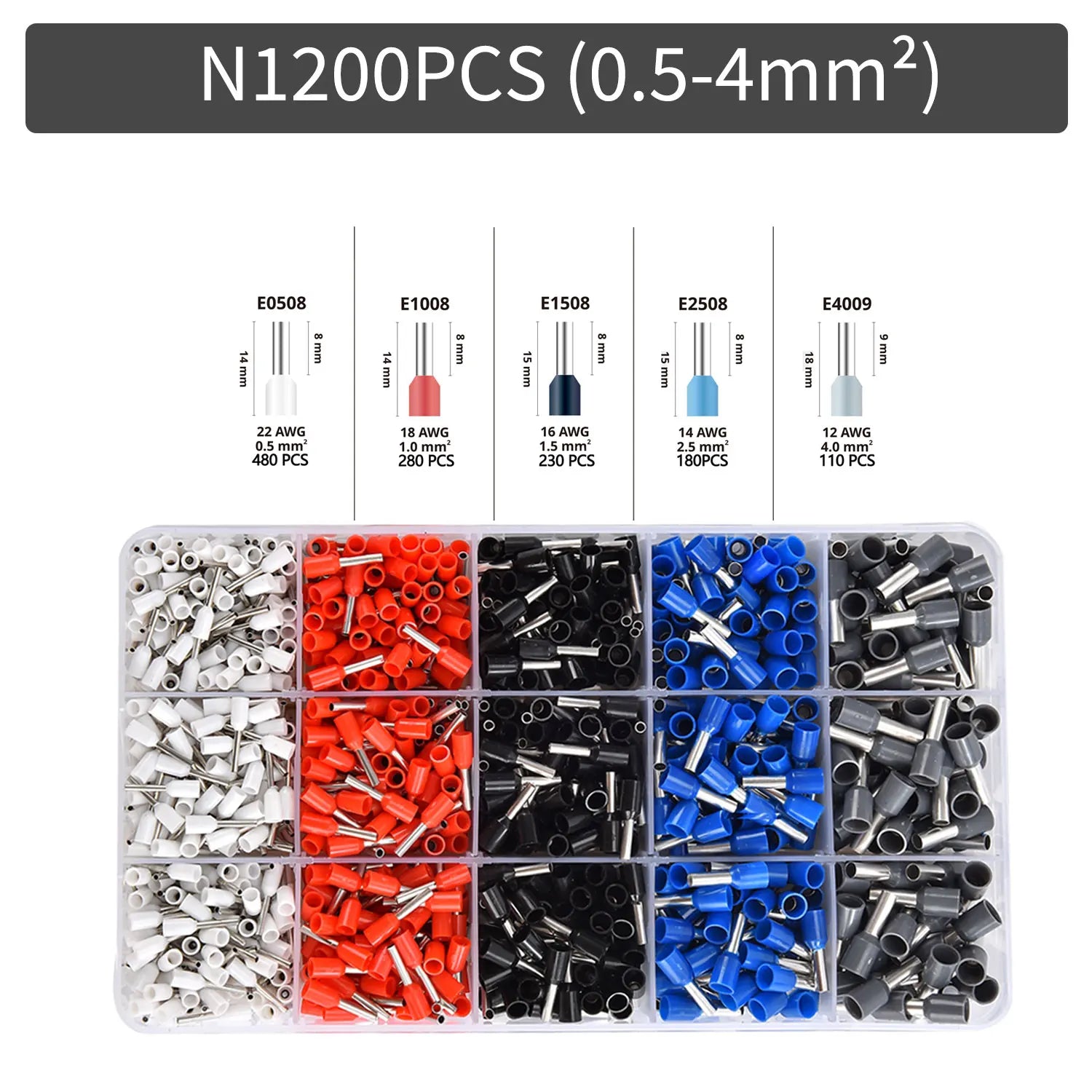 300-2000 pcs Durable Wire Connect Insulated Connector Crimp Terminator Cold Pressed Insulated Termina