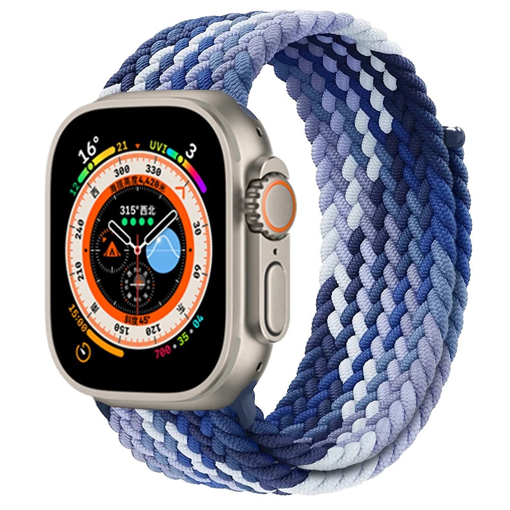 Braided Solo Loop For Apple watch Band 45mm 44mm 46mm 42mm 40mm 49mm 41mm Elastic bracelet iWatch series 10 9 8 se Ultra 2 Strap
