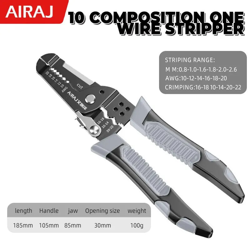 AIRAJ 7 Inch Multi Functional Wire Stripper Pliers and Stripping Specialized for Electricians Tools Crimping Pliers Terminal