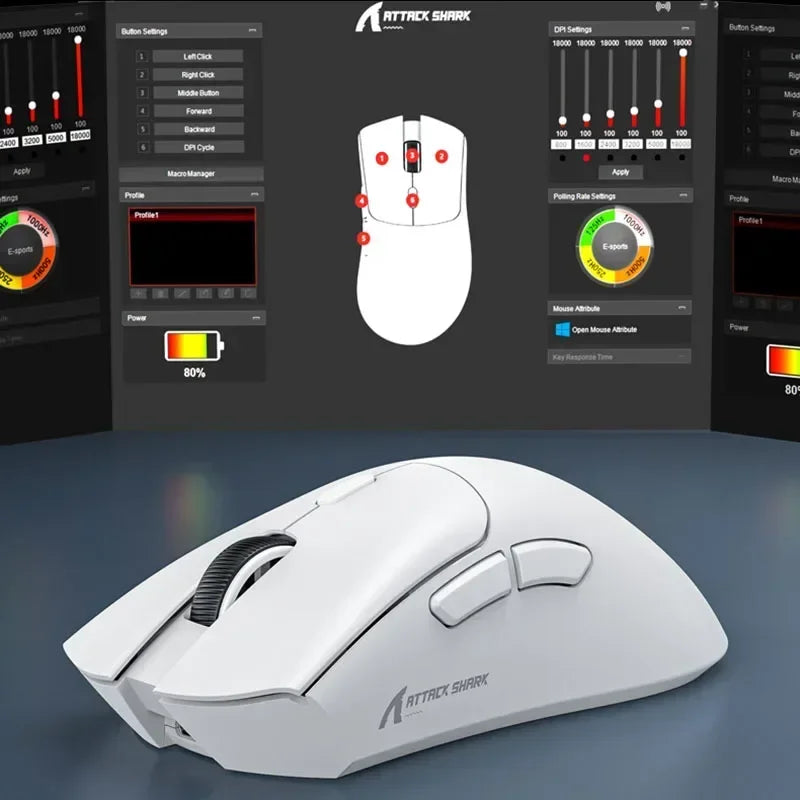 Attack Shark 18000DPI Wireless Mouse, 1000Hz,PAW3311,Bluetooth Tri-mode Connection, R1 Macro Gaming Mouse