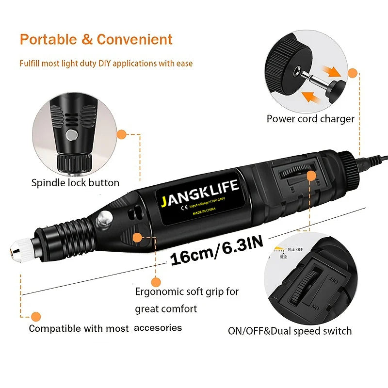 JANGKLIFE 9V Mini  Drill Electric Carving Pen Variable Speed   Drill Rotary Tools Kit Engraver Pen for Grinding Polishing