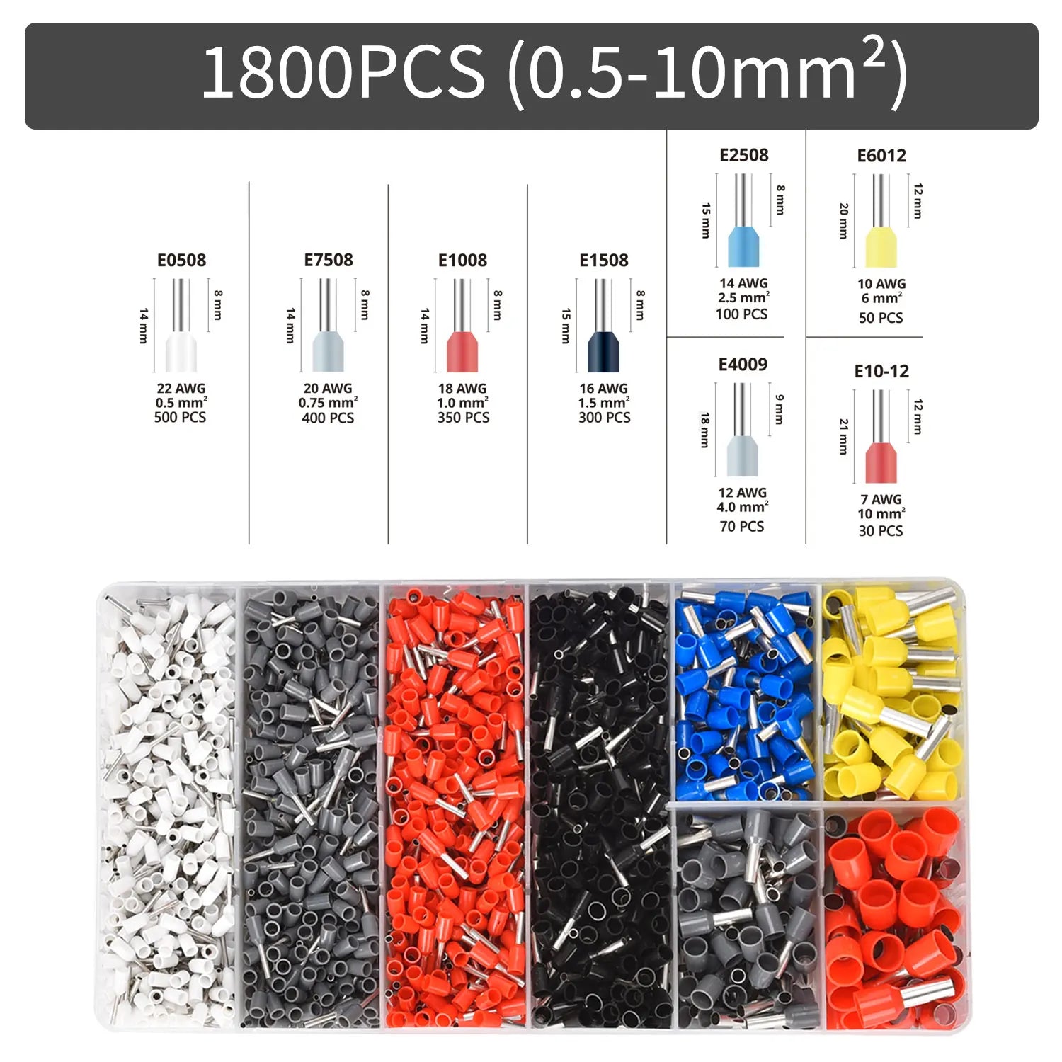 300-2000 pcs Durable Wire Connect Insulated Connector Crimp Terminator Cold Pressed Insulated Termina