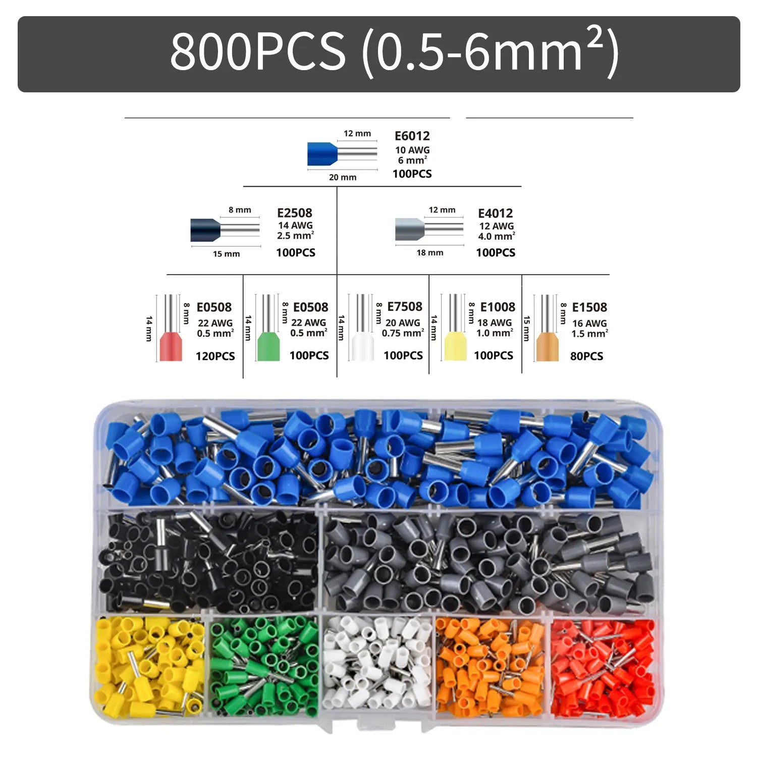 300-2000 pcs Durable Wire Connect Insulated Connector Crimp Terminator Cold Pressed Insulated Termina