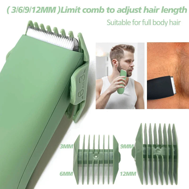 Balls Trimmer Men, Pubic & Body Hair Trimmer Groin Men, IPX7 Waterproof Electric Body Groomer with Replaceable Ceramic Blade
