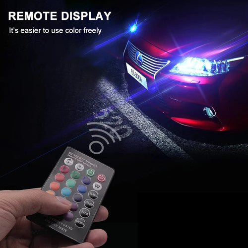 2x T10 Waterproof W5w 501 Car Wedge Side Light Bulb-6SMD 5050 RGB 7 Color LED Remote Control (NO Battery)Strobe Flash Wedge Lamp