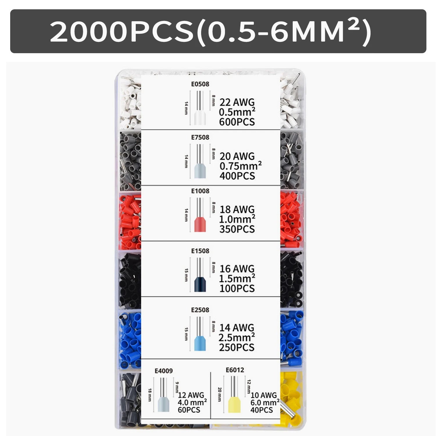 300-2000 pcs Durable Wire Connect Insulated Connector Crimp Terminator Cold Pressed Insulated Termina