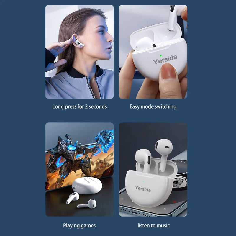 Yersida HT38 TWS Earphone Wireless Bluetooth HeadphonesTouch Mini Headset Dual Mic Stereo Earbuds Suitable for Apple And Android