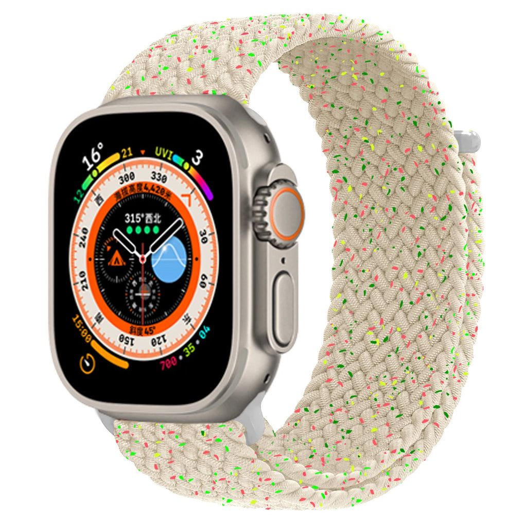 Braided Solo Loop For Apple watch Band 45mm 44mm 46mm 42mm 40mm 49mm 41mm Elastic bracelet iWatch series 10 9 8 se Ultra 2 Strap