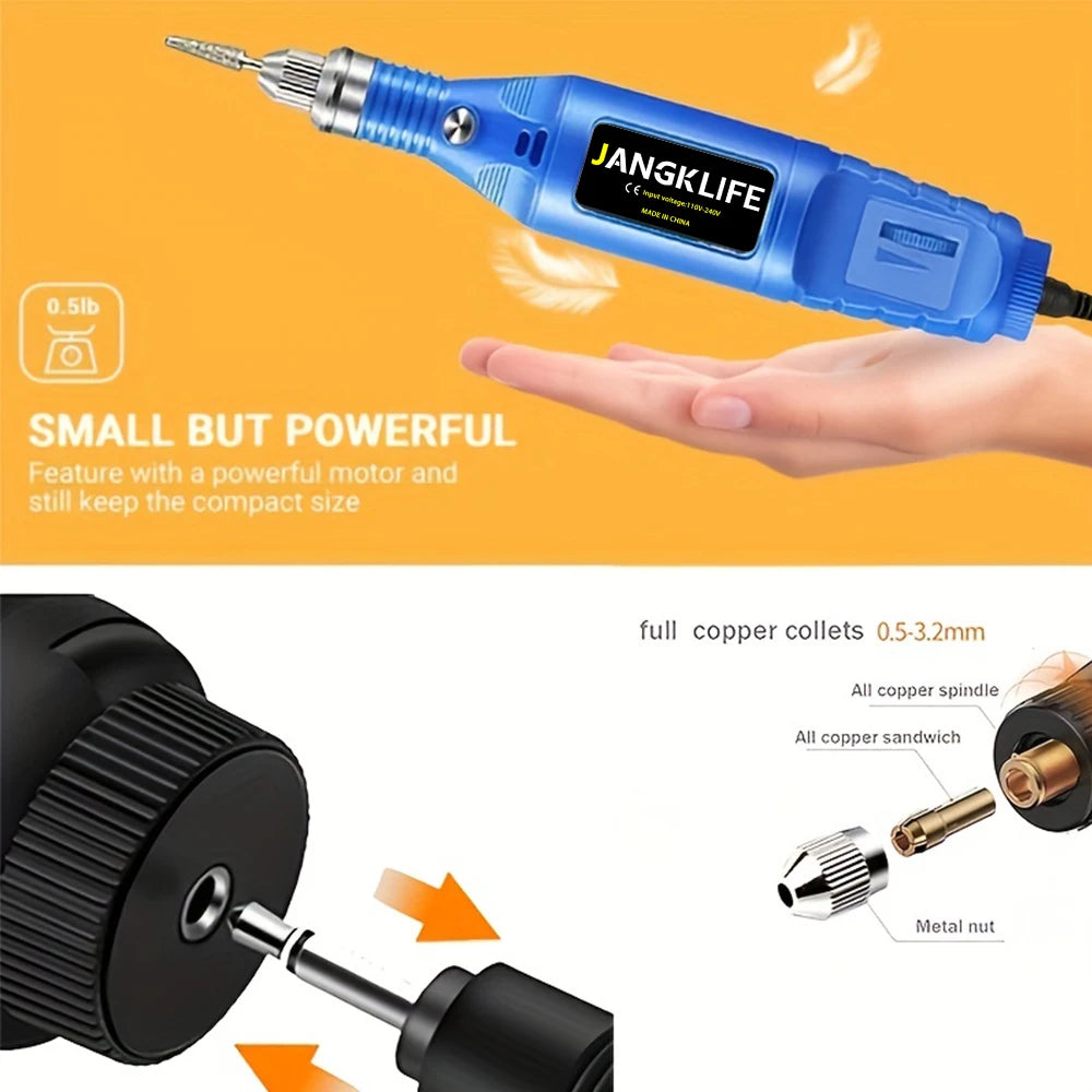 JANGKLIFE 9V Mini  Drill Electric Carving Pen Variable Speed   Drill Rotary Tools Kit Engraver Pen for Grinding Polishing