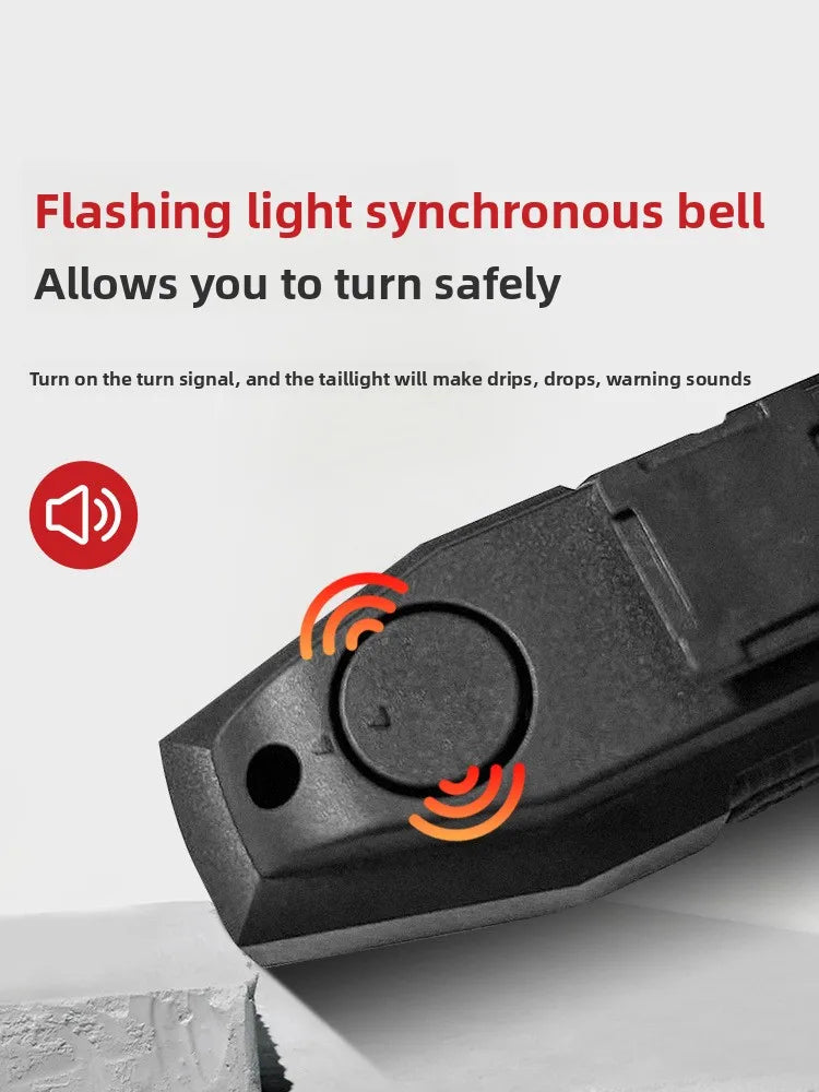 Wireless bicycle steering remote control warning tail light with horn, high volume prompt sound, USB charging night riding turn