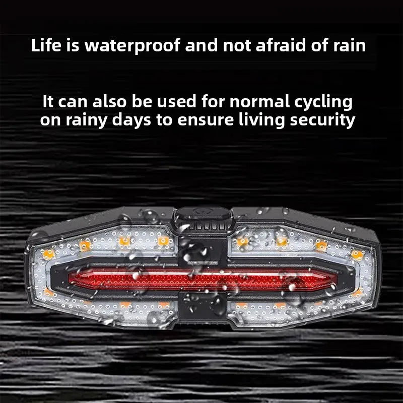 Wireless bicycle steering remote control warning tail light with horn, high volume prompt sound, USB charging night riding turn