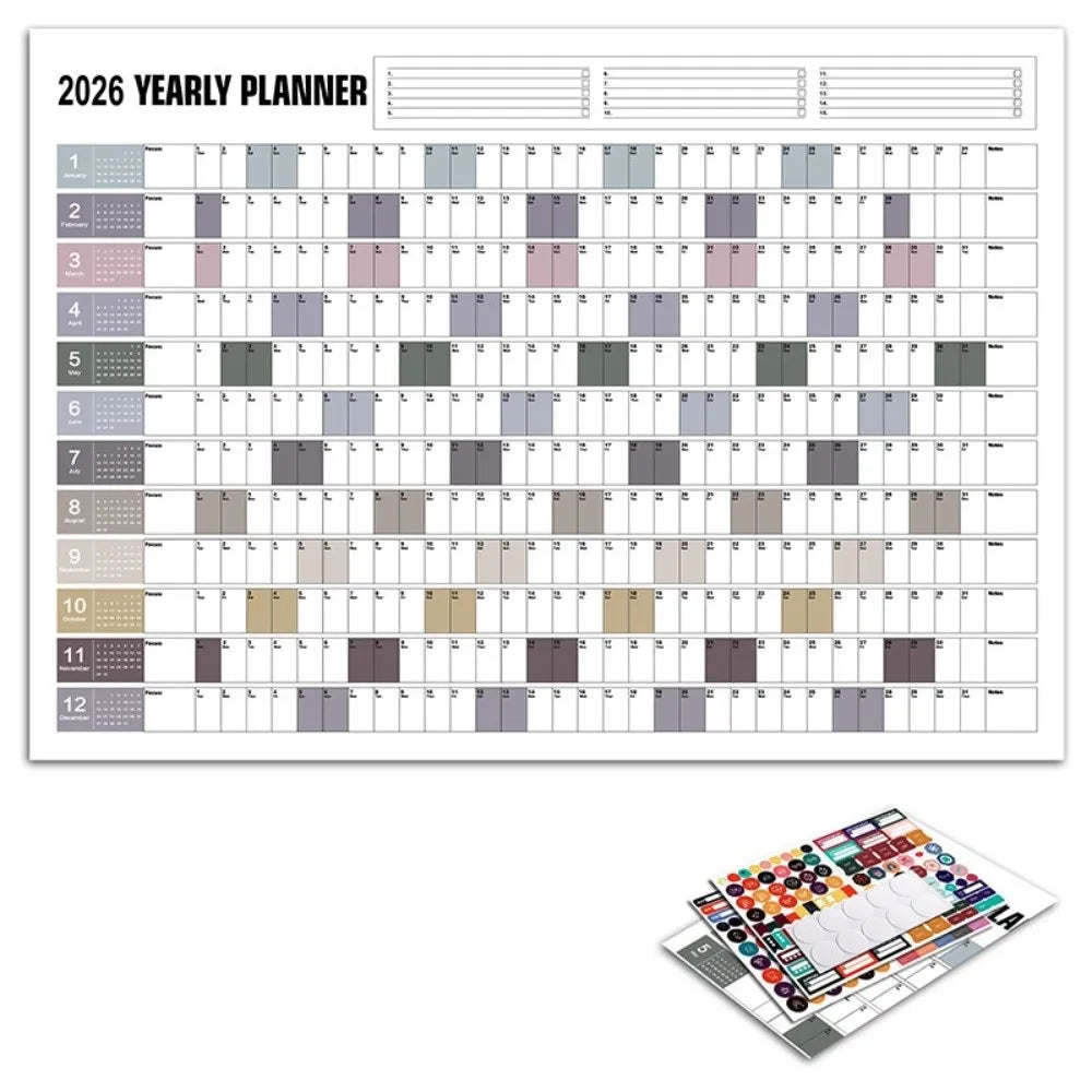 FocusFlow™ 2026 Year-at-a-Glance Planner 🖊️📅