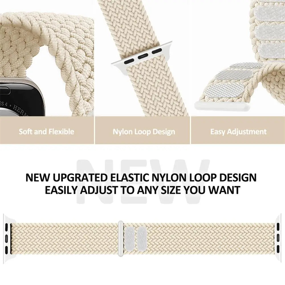 Braided Solo Loop For Apple watch Band 45mm 44mm 46mm 42mm 40mm 49mm 41mm Elastic bracelet iWatch series 10 9 8 se Ultra 2 Strap