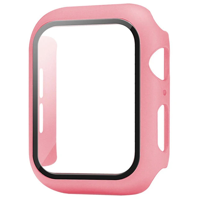 Glass+Cover For Apple Watch case 8 7 6 SE 5 9 iWatch Accessorie Screen Protector Apple watch serie 44mm 40mm 41mm 45mm 42mm 38mm